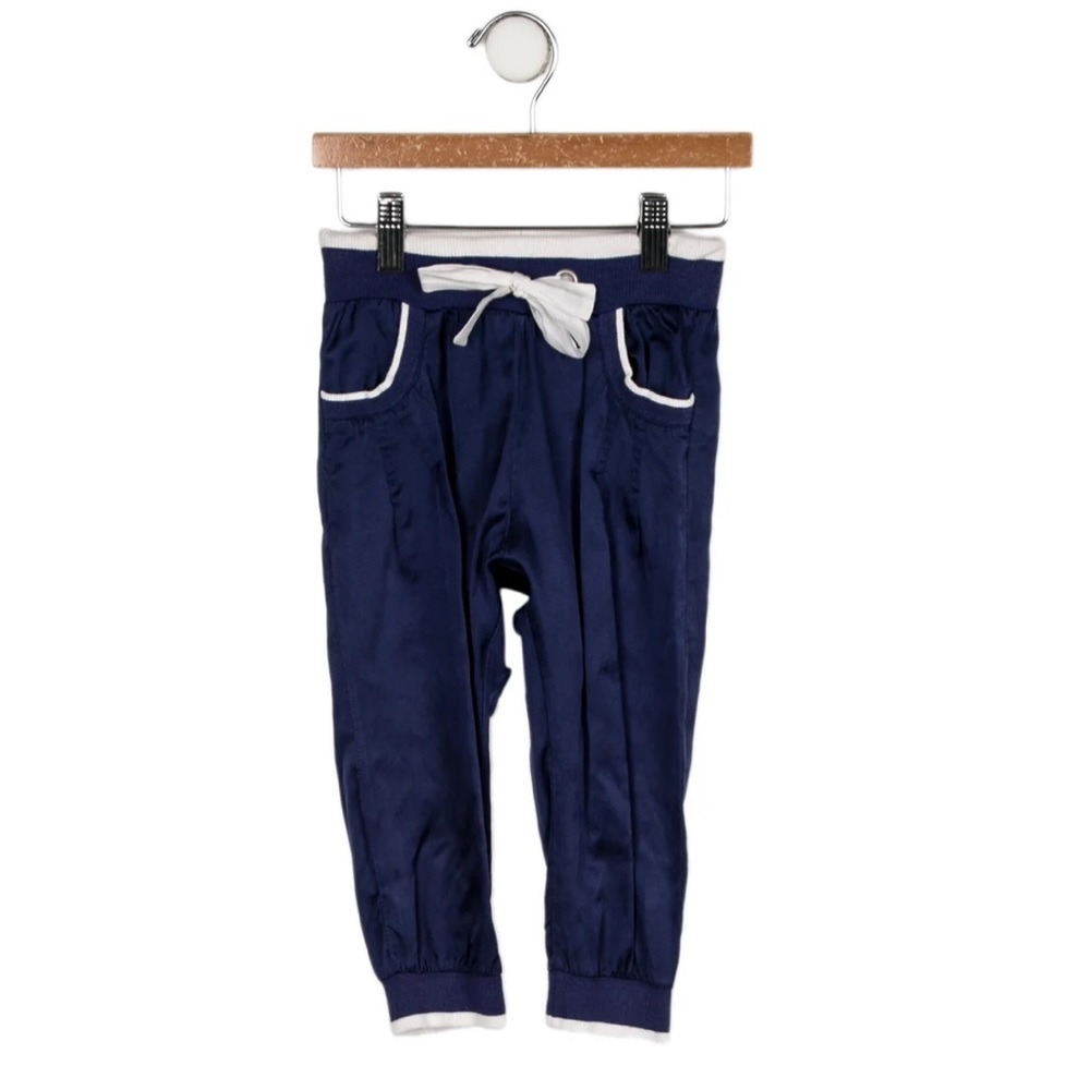 Monnalisa Girls silk navy jogger size 5